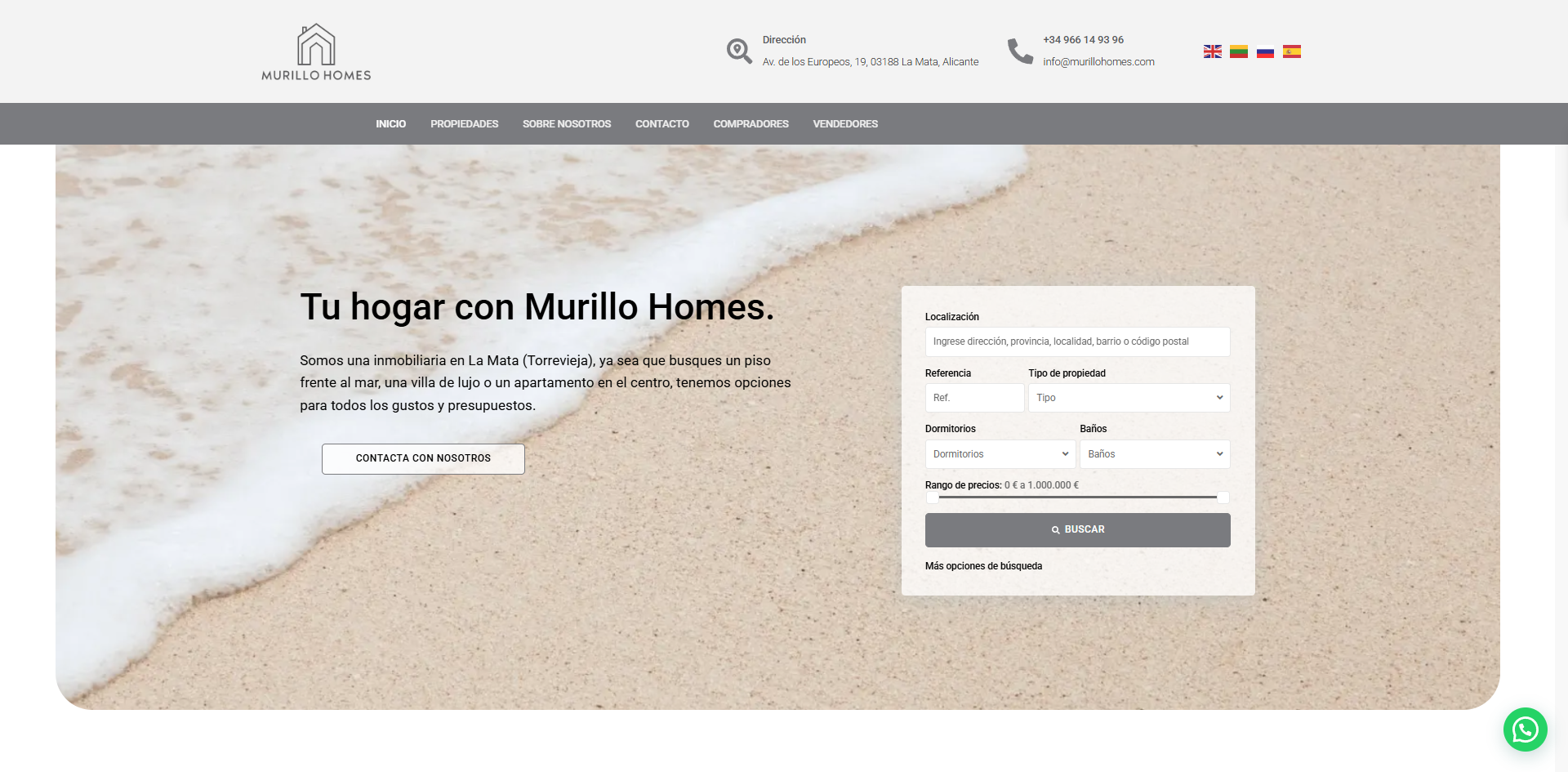 Web inmobiliaria Murillo Homes diseñada por Sigma Marketing
